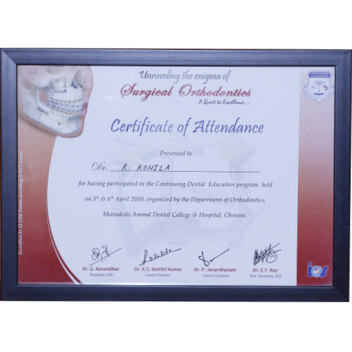 Surgical Orthodontics Continuing Dental Education certificate